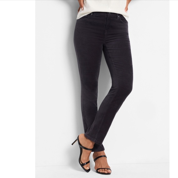 Nic + Zoe Charcol Velvet Straight Ankle Pant  (10) - Picture 1 of 9